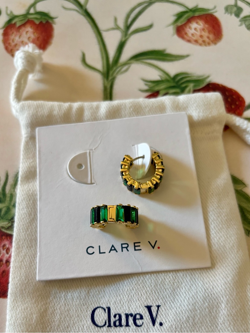 Clare V Baguette Checker Huggies - Emerald and Black - Picture 5 of 11